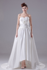 Hand Made Flowers Sweetheart Brush Train Wedding Dress