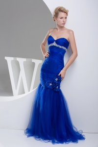 Mermaid Sweetheart Hand Made Flowers Long Prom Dress
