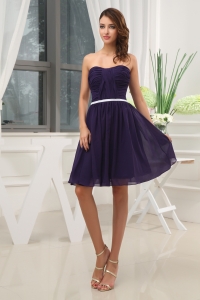 Ruching Empire Purple Strapless short 2019 Prom Dress
