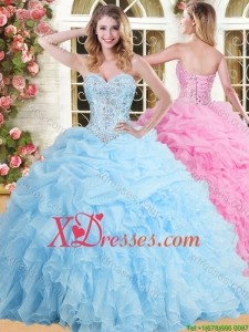 Inexpensive Applique and Ruffled Sweet 16 Dress in Baby Blue