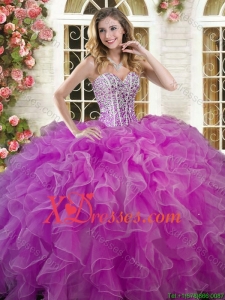 New Style Ruffled and Beaded Sweet 16 Dress in Lilac