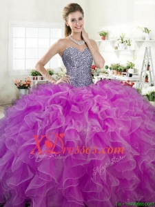 New Arrivals Beaded Bodice and Ruffled Quinceanera Dress in Organza