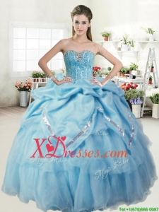Perfect Beaded and Pick Ups Sweet 16 Dress in Baby Blue