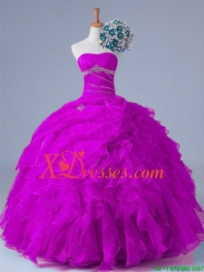 2021 Custom Made Strapless Quinceanera Dresses with Beading and Ruffles