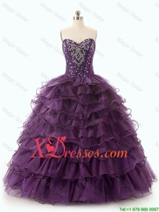Beautiful Dark Purple Quinceanera Dresses with Ruffled Layers