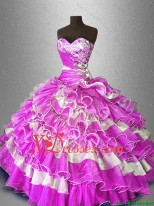 Custom Made Beaded and Ruffles Sweet 16 Gowns in Multi Color