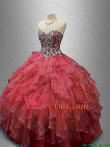 Beautiful Beaded and Ruffles Quinceanera Gowns in Organza