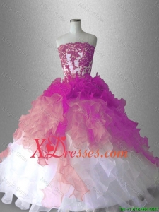 Appliques Ball Gown Custom Made Sweet 16 Gowns with Ruffles
