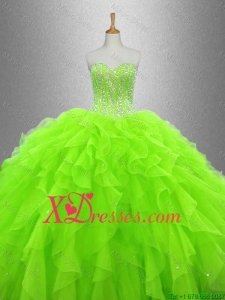 Custom Made Beaded and Ruffles Quinceanera Gowns in Organza