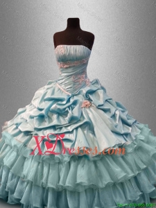 Custom Made Strapless Quinceanera Dresses with Pick Ups and Beading