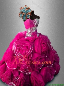 Luxurious Rolling Flowers Organza Sweetheart Quinceanera Gowns