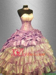 2021 Flirting Sweetheart Quinceanera Dresses with Beading and Ruffled Layers