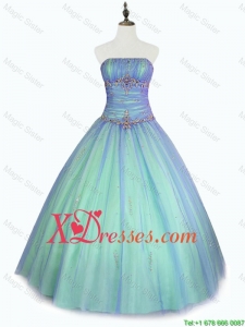 Perfect Beaded Floor Length Sweet 16 Dresses with Strapless