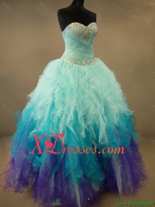 Fashionable Beaded and Ruffles Sweet 16 Dresses in Multi Color