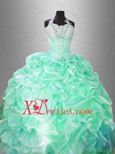 Recommended Halter Top Sweet 16 Gowns with Hand Made Flowers