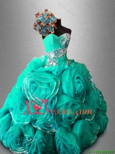 Recommended Ball Gown Sweet 16 Dresses with Beading and Rolling Flowers