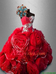 Recommended Rolling Flowers and Beaded Sweet 16 Gowns in Red
