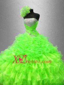 Best Selling Strapless Quinceanera Gowns in Spring Green