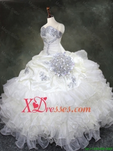Recommended Ruffled Layers Quinceanera Gowns with Beading and Sequins