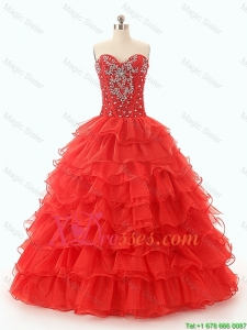 Popular Beaded and Ruffled Layers Quinceanera Dresses in Red