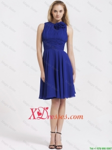 Fashionable Short Royal Blue Prom Dresses with Hand Made Flowers