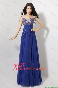 Discount Cap Sleeves Prom Dresses with Appliques and Beading