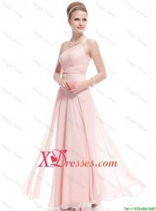 Fashionable Beaded Side Zipper Prom Dresses in Baby Pink