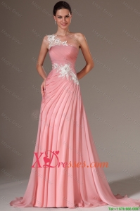 Classical Empire One Shoulder Prom Dresses with Appliques for Cheap