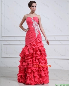 Cheap Pretty Appliques and Ruffles Mermaid Prom Dress