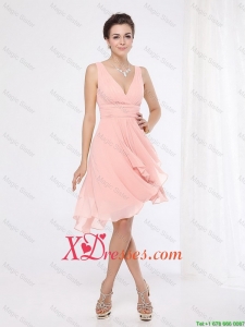 Elegant V Neck Side Zipper Prom Dresses with Asymmetrical