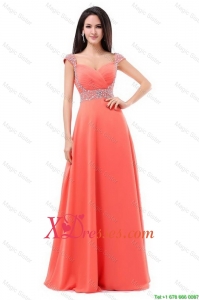 Perfect Cheap Straps Beaded Prom Dresses with Cap Sleeves