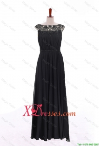 Beautiful Bateau Lace Long Prom Dresses in Black for Cheap