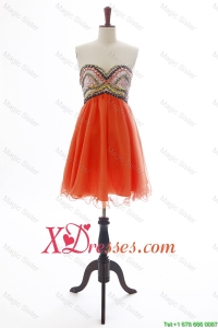 Beautiful Beading Orange Red Short Prom Dress for Cheap