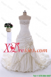 Cheap lassical Court Train Wedding Dress with Beading