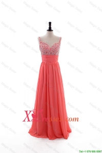 Elegant Empire Straps Beaded Custom Made Cheap Prom Dresses with Beading