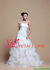 Elegant A Line Strapless Wedding Dresses with Ruffles