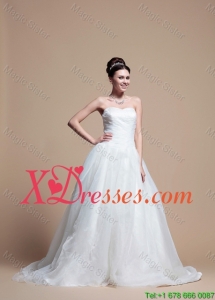 Perfect A Line Strapless Wedding Dresses with Beading in Cheap