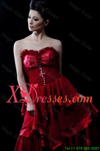 Wonderful Beading and Ruffled Layers Wine Red Wedding Dresses