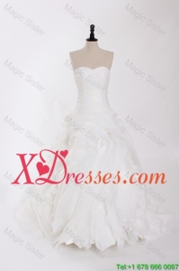 New Style Ruffles Wedding Dresses with Brush Train
