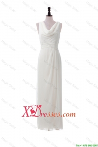 Beautiful Empire V Neck Long Prom Dresses in White