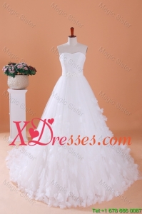Custom Made A Line Sweetheart Wedding Dresses with Appliques