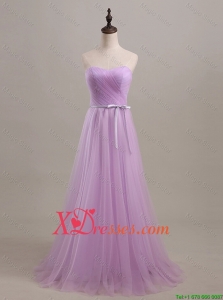 Beautiful Sweetheart Lilac Long Prom Dresses with Sweep Train