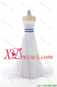 Perfect Empire Strapless Wedding Dresses with Belt and Bowknot