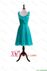 Cheap Summer A Line Scoop Prom Dresses with Paillette in Turquoise