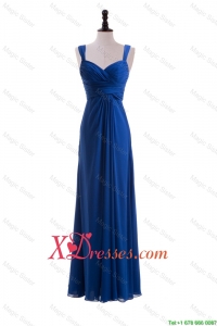 Custom Made Empire Straps Beautiful Prom Dresses with Ruching in Blue