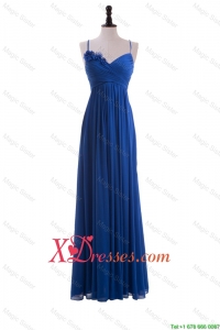 Custom Made Empire Spaghetti Straps Ruching Beautiful Prom Dresses with Hand Made Flowers