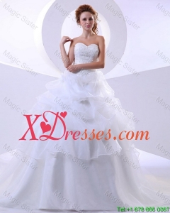 Fashionable Ball Gown Sweetheart Lace Wedding Dresses with Chapel Train