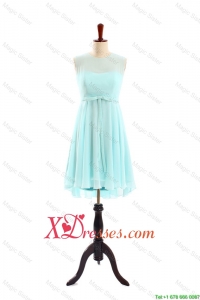 Brand New Scoop Short Apple Green Prom Dresses with Belt for Cheap