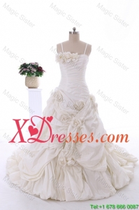 Classical Hand Made Flowers Court Train Wedding Dresses