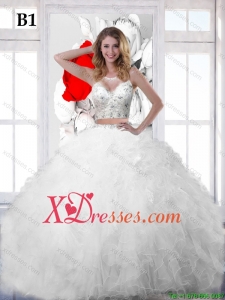 Cheap Top Seller White Scoop A Line Wedding Dresses with Sequins and Ruffles